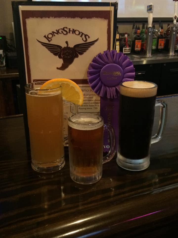 Several pints of the beers we have on tap