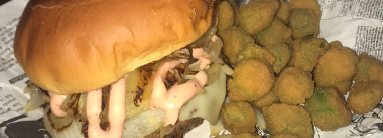 Our Pineapple Express burger with okra